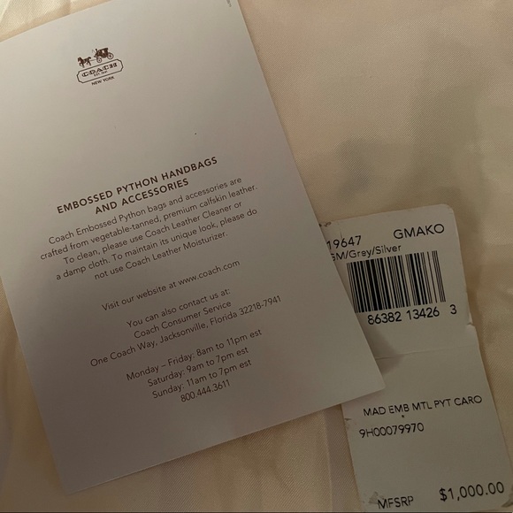 Coach Embossed Python Handbag - Picture 12 of 12